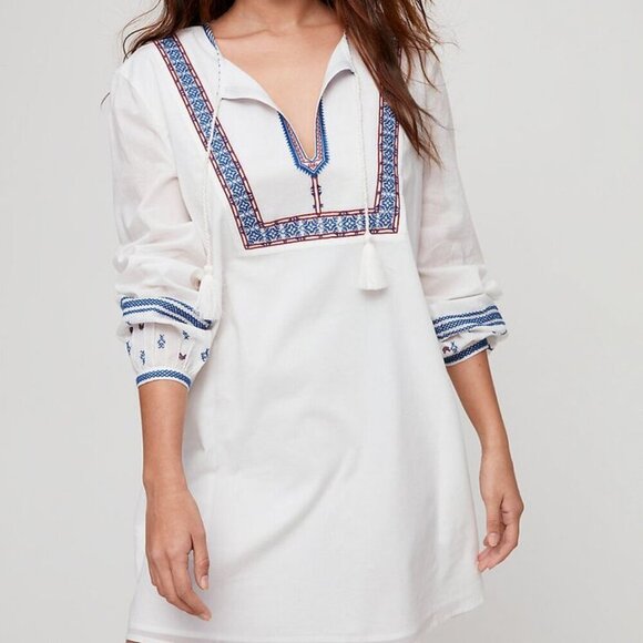 Sunday Best Navy Long Sleeve Dress with Gold Accents - Picture 2 of 12